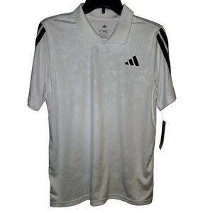 Adidas Deboss Legacy‎ 3S Polo Shirt White Black Boys XL Regular Fit